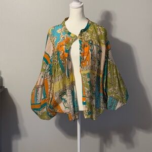 Entro Multicolor Floral Button-Up Blouse